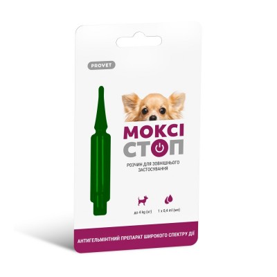 Антигельмінтний препарат ProVET «Моксістоп» для собак до 4 кг (1 піпетка) Антигельмінтний препарат ProVET «Моксістоп» для собак до 4 кг (1 піпетка)