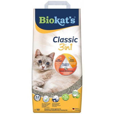 Наповнювач Biokats Classic 3in1 для котячого туалету, бентонітовий, 10 л