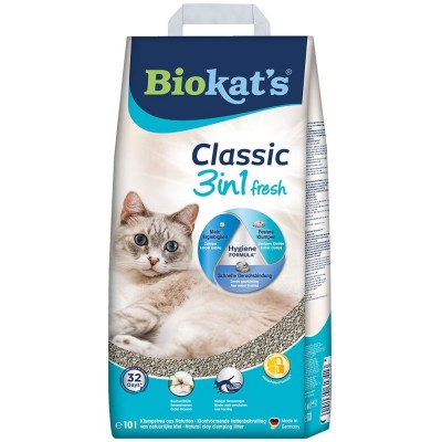 Наповнювач Biokats Classic Fresh 3in1 Cotton Blossom для котячого туалету, бентонітовий, 10 кг