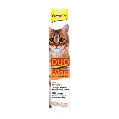 Паста для котів з чутливим травленням GimCat DUO PASTE Anti-hairball malt with cheese мальт та сир, 50 г