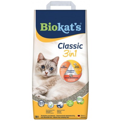 Наповнювач Biokats Classic 3in1 для котячого туалету, бентонітовий, 18 л