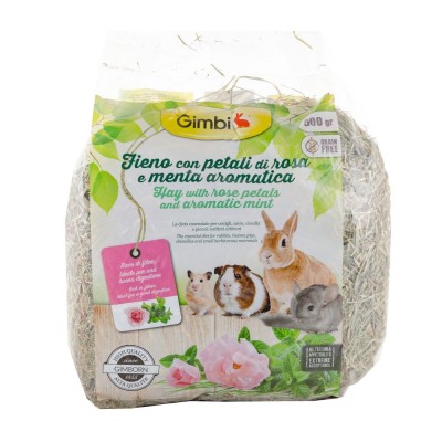 Сіно GimBi для гризунів з розою та м'ятою, 500 г
