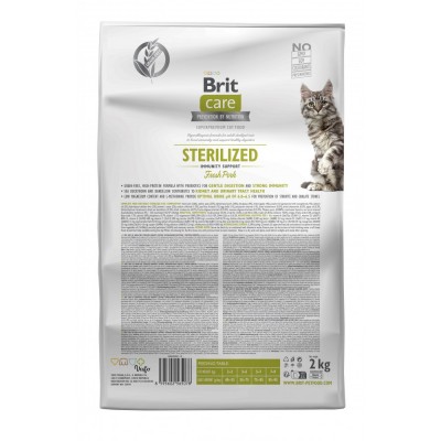 Сухий корм Brit Care Cat by Nutrition Sterilized Immunity Support для стерилізованих котів, зі свининою, 2 кг