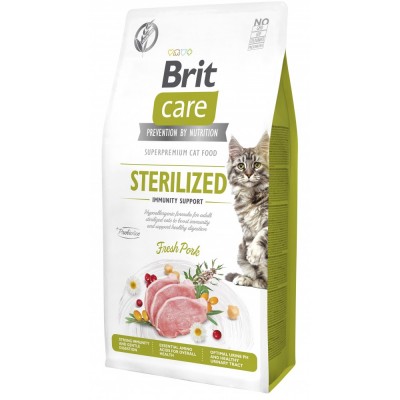 Сухий корм Brit Care Cat by Nutrition Sterilized Immunity Support для стерилізованих котів, зі свининою, 7 кг