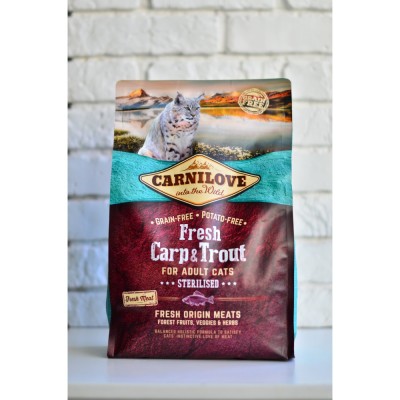 Сухий корм Carnilove Fresh Carp & Trout для стерилізованих котів, риба, 2 кг