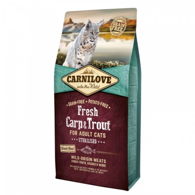 Сухий корм Carnilove Fresh Carp & Trout для стерилізованих котів, риба, 6 кг