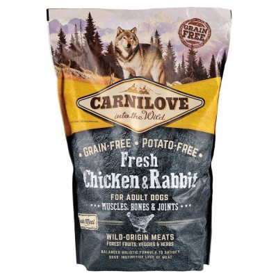 Сухий корм Carnilove Fresh Chicken & Rabbit для дорослих собак всіх порід, курка та кролик, 1,5 кг