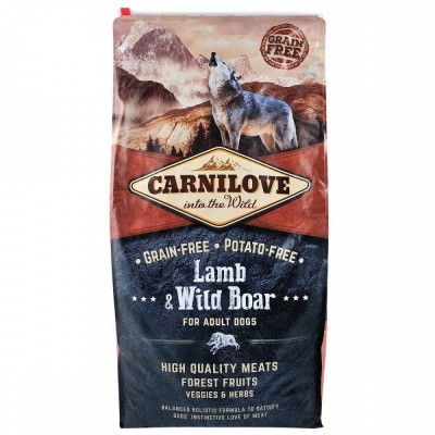 Сухий корм Carnilove Lamb & Wild Boar для дорослих собак всіх порід, ягня та кабан, 12 кг