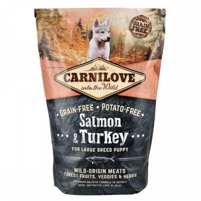 Сухий корм Carnilove Salmon & Turkey для цуценят та молодих собак великих порід, лосось та індичка, 1,5 кг