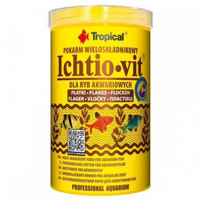 Сухий корм Tropical Ichtio-Vit для всіх акваріумних риб, 200 г (пластівці) Сухий корм Tropical Ichtio-Vit для всіх акваріумних риб, 200 г (пластівці)