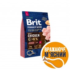 Сухий корм Brit Premium Dog Junior L для цуценят та юніорів великих порід, з куркою, 3 кг