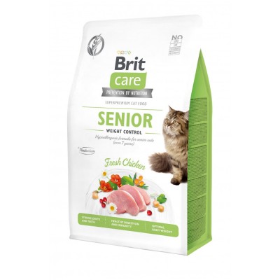 Сухий корм Brit Care Cat GF Senior Weight Control для котів похилого віку з надмірною вагою, курка, 400 г