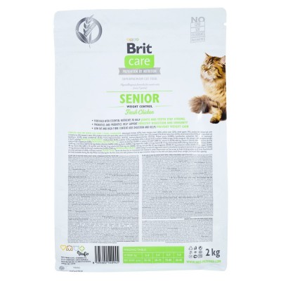 Сухий корм Brit Care Cat GF Senior Weight Control для котів похилого віку з надмірною вагою, курка, 2 кг