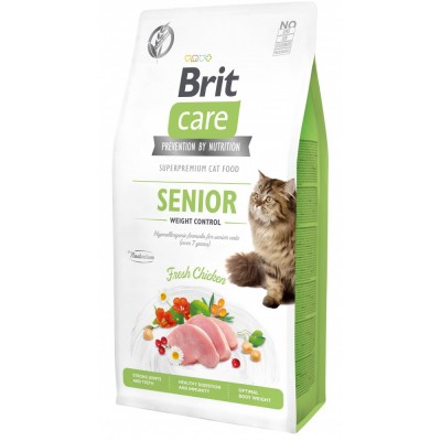 Сухий корм Brit Care Cat GF Senior Weight Control для котів похилого віку з надмірною вагою, курка, 7 кг