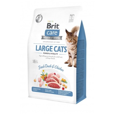 Сухий корм Brit Care Cat GF Large Power & Vitality для котів великих порід, качка та курка, 400 г