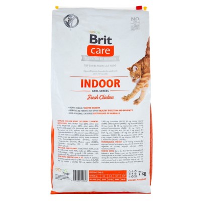 Сухий корм Brit Care Cat GF Indoor Anti-stress для котів, які постійно живуть у приміщенні, курка, 7 кг