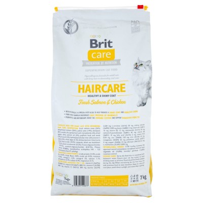 Сухий корм Brit Care Cat GF Haircare Healthy & Shiny Coat для котів, догляд за шкірою і шерстю, лосось та курка, 7 кг