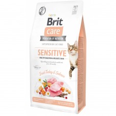 Сухий корм Brit Care Cat GF Sensitive HDigestion & Delicate Taste для котів з чутливим травленням, індичка та лосось, 7 кг