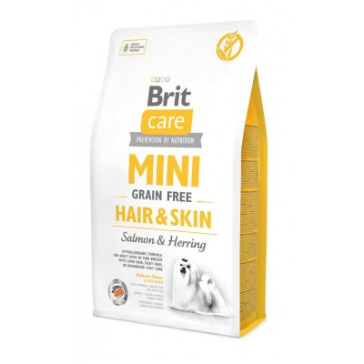 Сухий корм Brit Care GF Mini Hair & Skin для собак мініатюрних порід, для шкіри та шерсті, з лососем та оселедцем, 2 кг