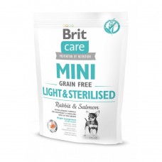 Сухий корм Brit Care GF Mini Light & Sterilised для дорослих собак дрібних порід із зайвою вагою або стерилізованих, з кроликом та лососем, 400 г