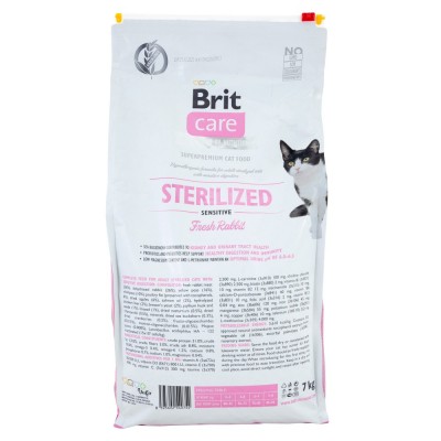 Сухий корм Brit Care Cat GF Sterilized Sensitive для стерилізованих котів з чутливим травленням, з кроликом, 7 кг