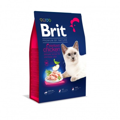 Сухий корм Brit Premium Cat by Nature Sterilised для стерилізованих котів, з куркою, 8 кг