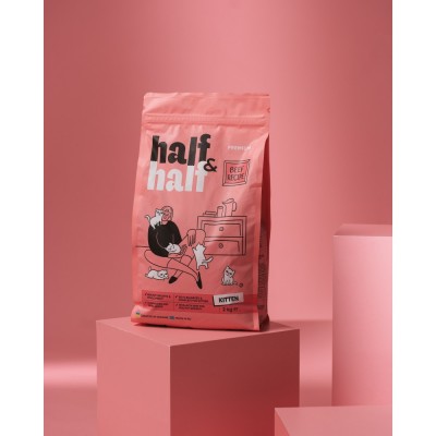 Сухий корм Half&Half для кошенят, з яловичиною, 2 кг