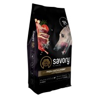 Сухий корм Savory для собак усіх порід, зі свіжою качкою й кроликом, 12 кг