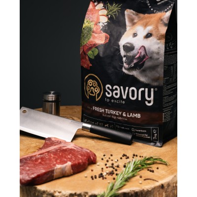 Сухий корм Savory Large для собак великих порід, зі свіжим ягням та індичкою, 3 кг