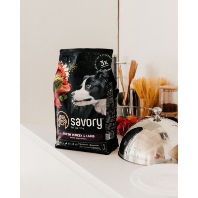 Сухий корм Savory Medium для собак середніх порід, зі свіжим ягням та індичкою, 1 кг