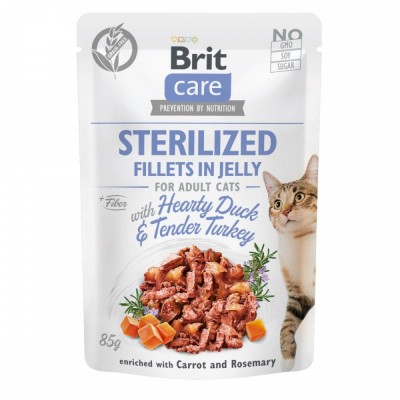 Вологий корм Brit Care Cat Pouch для кастрованих котів, в желе, качка та індичка, 85 г Вологий корм Brit Care Cat Pouch для кастрованих котів, в желе, качка та індичка, 85 г