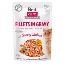 Вологий корм Brit Care Cat Pouch для котів, філе в соусі, пікантний лосось, 85 г