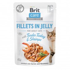 Вологий корм Brit Care Cat Pouch для котів, в желе, ніжна індички з креветками, 85 г