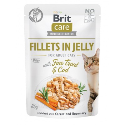 Вологий корм Brit Care Cat Pouch для котів, в желе, тріска та форель, 85 г Вологий корм Brit Care Cat Pouch для котів, в желе, тріска та форель, 85 г
