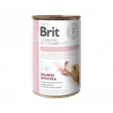 Вологий корм Brit GF VetDiet Hypoallergenic для собак, із харчовою алергією або непереносимістю, з лососем та горошком, 400 г