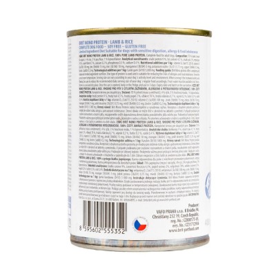 Вологий корм Brit Mono Protein Lamb & Rice для собак, з ягнятиною та рисом, 400 г
