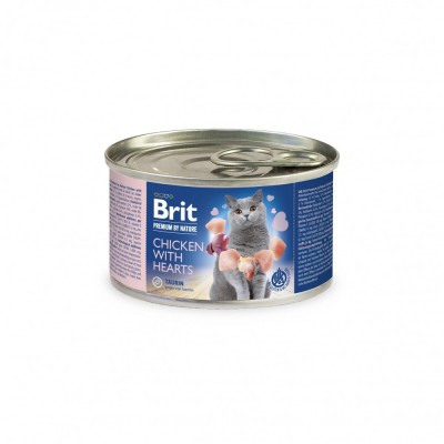 Вологий корм Brit Premium by Nature для котів, з куркою та серцем, 200 г Вологий корм Brit Premium by Nature для котів, з куркою та серцем, 200 г