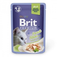 Вологий корм Brit Premium Cat Pouch для котів, філе форелі в желе, 85 г