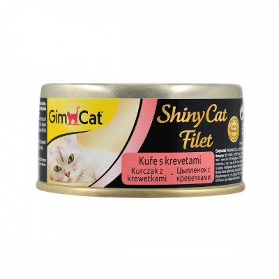 Вологий корм GimCat Shiny Cat Filet для котів, курка і креветки, 70 г Вологий корм GimCat Shiny Cat Filet для котів, курка і креветки, 70 г