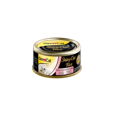 Вологий корм GimCat Shiny Cat Filet для котів, курка і креветки, 70 г