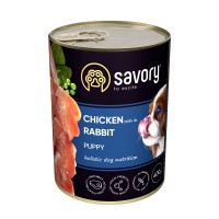 Вологий корм Savory для цуценят усіх порід, з кроликом і куркою, 400 г