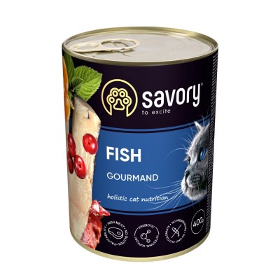 Вологий корм Savory для для дорослих вибагливих котів, з рибою, 400 г Вологий корм Savory для для дорослих вибагливих котів, з рибою, 400 г