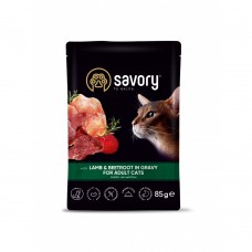 Вологий корм Savory для дорослих котів, ягня з буряком у соусі, пауч, 85 г