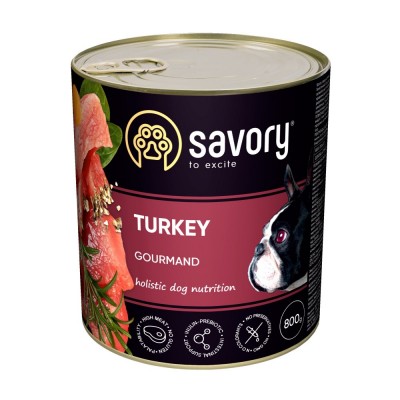Вологий корм Savory для дорослих собак усіх порід, з індичкою, 800 г Вологий корм Savory для дорослих собак усіх порід, з індичкою, 800 г