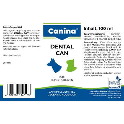 Засіб Canina Dental Can для собак, здоров'я зубів та ясен, усунення запаху з пащі, 100 мл