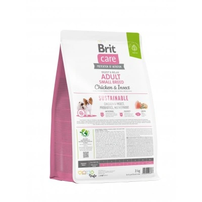 Сухий корм Brit Care Dog Sustainable Adult Small Breed для собак малих порід, з куркою та комахами, 3 кг