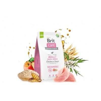 Сухий корм Brit Care Dog Sustainable Adult Small Breed для собак малих порід, з куркою та комахами, 3 кг