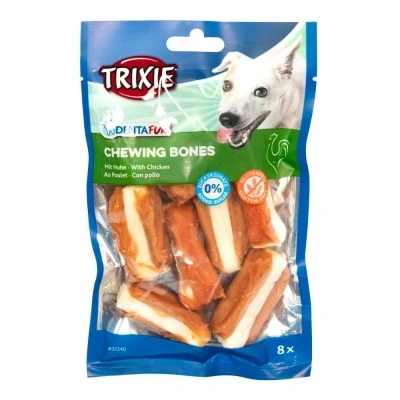 Ласощі Trixie Denta Fun для собак Кісточка для чищення зубів з куркою 5 см 120 г 8 шт Ласощі Trixie Denta Fun для собак Кісточка для чищення зубів з куркою 5 см 120 г 8 шт
