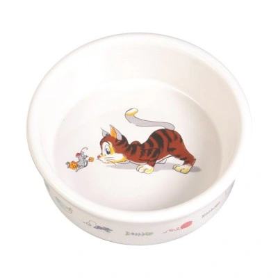 Миска Trixie для котів малюнок з котом і мишкою керамічна 12 см 200 мл Миска Trixie для котів малюнок з котом і мишкою керамічна 12 см 200 мл