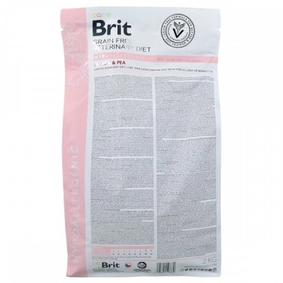 Сухий корм Brit GF VetDiet Cat Hypoallergenic для котів, з харчовою алергією та непереносимістю, з лососем та горохом, 2 кг